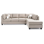 Malone 111-Inch Suede 4-Seater Sectional Sofa with Two Throw Pillows - Dimensions: 111L x 78W x 34H - image 9