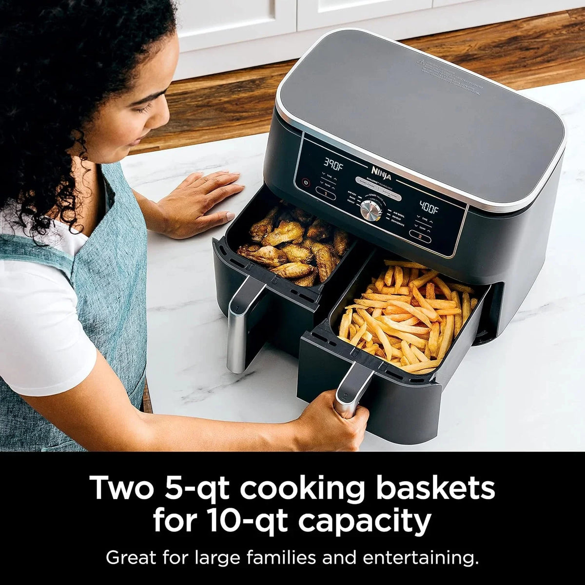 Ninja Foodi 10QT 6-in-1 DualZone Smart XL Air Fryer, 2 Independent 5QT Baskets, Smart Cook Thermometer, Match Cook, Smart Finish, Air Fry, Roast, Bake, Dehydrate, Reheat, Grey, DZ550 - image 22