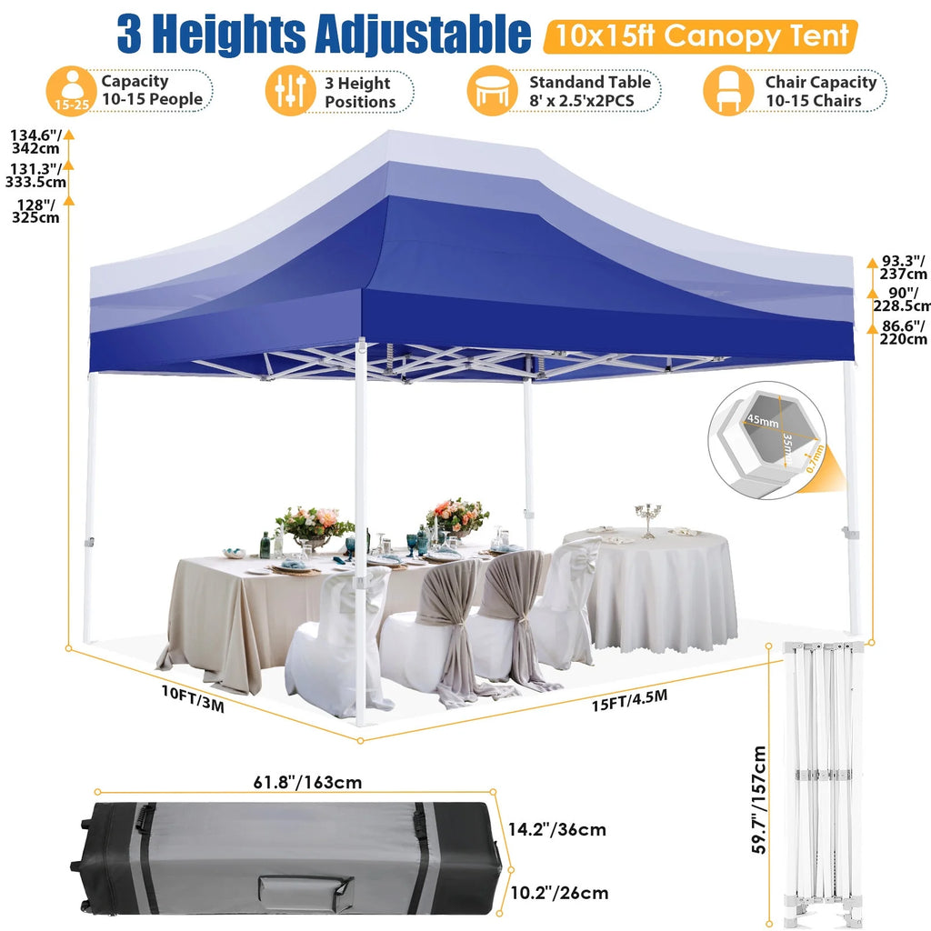 Hoteel 10x15 Heavy Duty Canopy Tent with 4 Sidewalls,Pop up Canopy for Parties Wedding,Commercial Easy up Gazebo with Roller Bag,UV 50+ &,Black - image 23