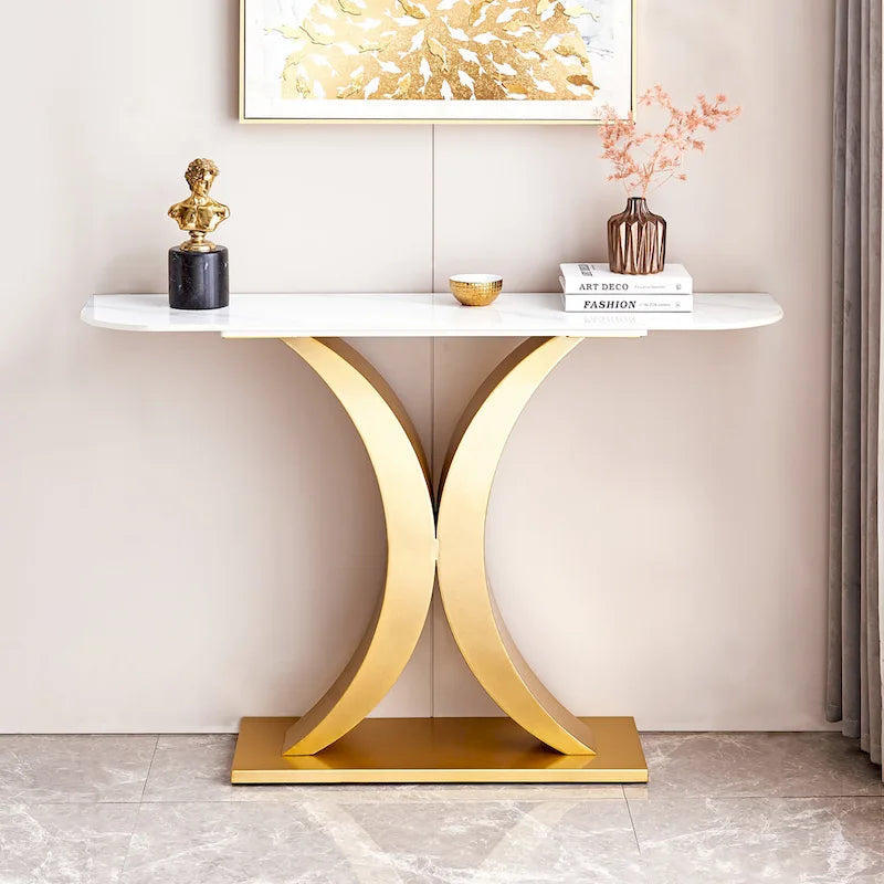 Contemporary Console Table with Elegant Design, Metal Frame, and Adjustable Foot Pads for Entryway - image 17