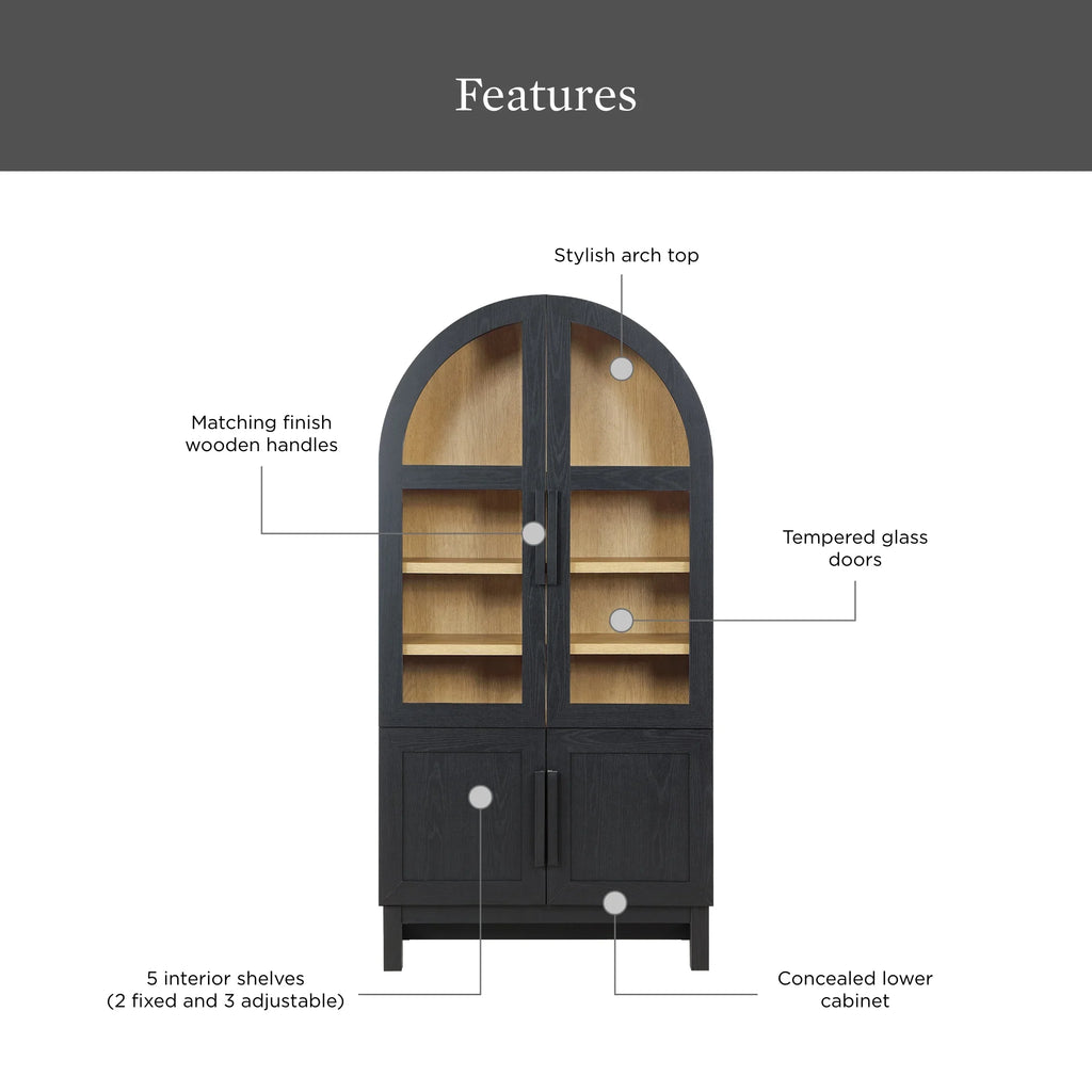 Better Homes & Gardens Juliet Kitchen Rounded Arch Cabinet, Rich Black - image 14