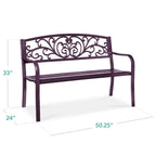 Best Choice Products Outdoor Steel Bench Garden Patio Porch Furniture W/ Floral Design Backrest - Black - image 50