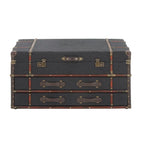 Roche River Decor Faux Leather or Linen Fabric Coffee Table Trunk with 2 Drawers and Buckle Hinged Top - Available in Dark Blue or Brown - image 2