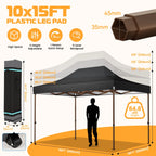 COBIZI 10x15 Pop Up Canopy Tent Heavy Duty with Sidewall, Commercial Outdoor Easy Pop Up Gazebo for Party Wedding All Weather Waterproof UV 50+ with Roller Bag(Leg Upgraded),Black - image 2