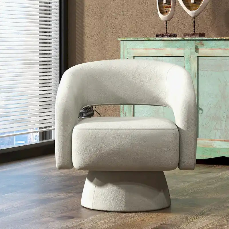 Modern Upholstered Armchair with 360-Degree Swivel Design - image 9