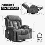 Recliner Chair, Rocking Chairs with Massage and Heat, Side Pockets and Cup Holder - image 6