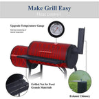 Vebreda Portable Charcoal BBQ Grill with Offset Smoker, Steel, Black, Thermometer, Wheels - image 2