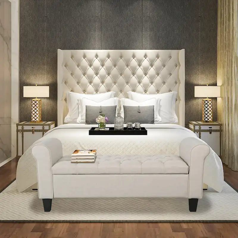 Porthos Home Theon Fabric Button-Tufted Flip-Top Storage Bench - image 1