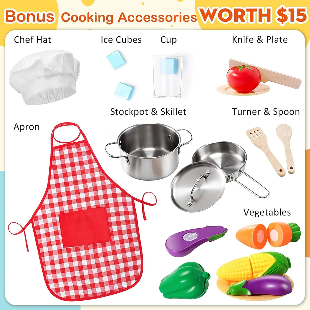 Children's small land play kitchen, wooden children's play kitchen toy set - image 2