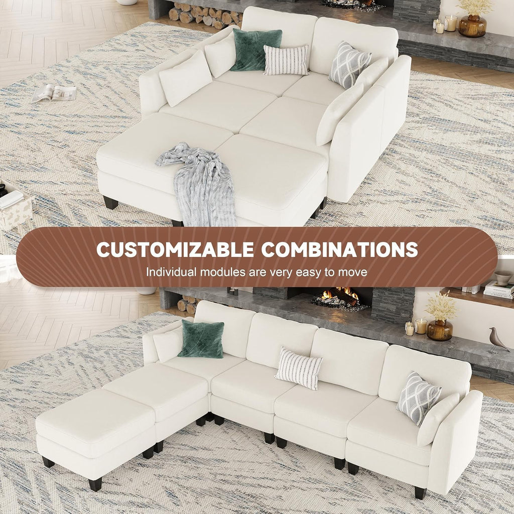 Modular Sectional Sofa, Convertible U Shaped Sofa Couch with High Density Memory Foam, 6 Seat Comfy Modular Sofa Couch for Living Room, Modern U Shaped Sectional Sofa, Dimgrey - image 16