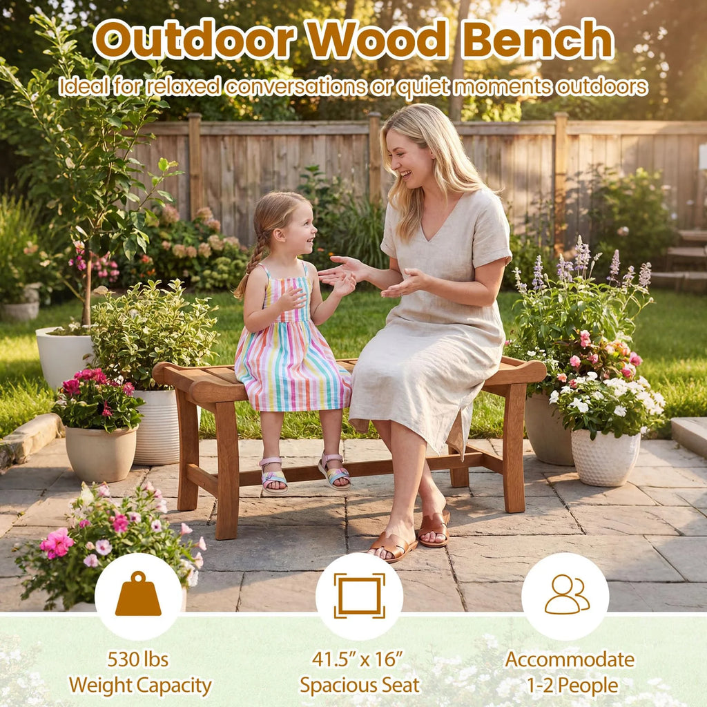 Tangkula 41.5" Patio Backless Bench with Slatted Seat - image 8