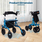 Foldable Rolling Walker with 9.5" All Terrain Pneumatic Wheel, Heavy Duty Height Adjustable Rollator Walker with Seat for Seniors - image 18