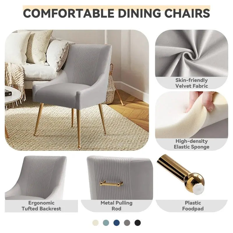 SEYNAR Set of 6 Modern Glam Boucle Velvet Dining or Vanity Chairs with Rear Handle - image 36