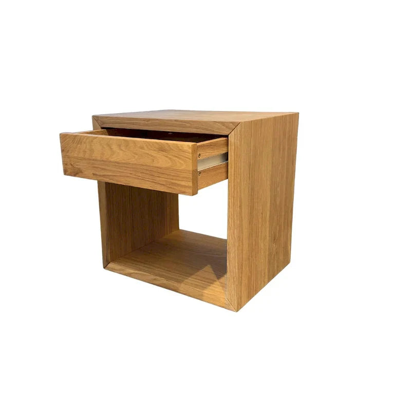 Solid Oak Scandinavian Floating Nightstand with Drawer - Stylish Bedroom Side Table - image 5