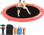 Inflatable Dock Floating Platform 8ft Inflatable Water Hammock Floating Deck for Lake W/Cupholder Round Floating Ring Float Ring Pool Float Raft Lounger Island Platform Pad - image 1