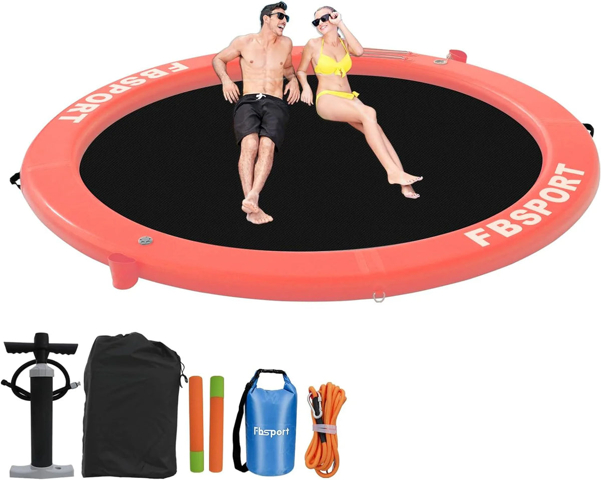 Inflatable Dock Floating Platform 8ft Inflatable Water Hammock Floating Deck for Lake W/Cupholder Round Floating Ring Float Ring Pool Float Raft Lounger Island Platform Pad - image 1