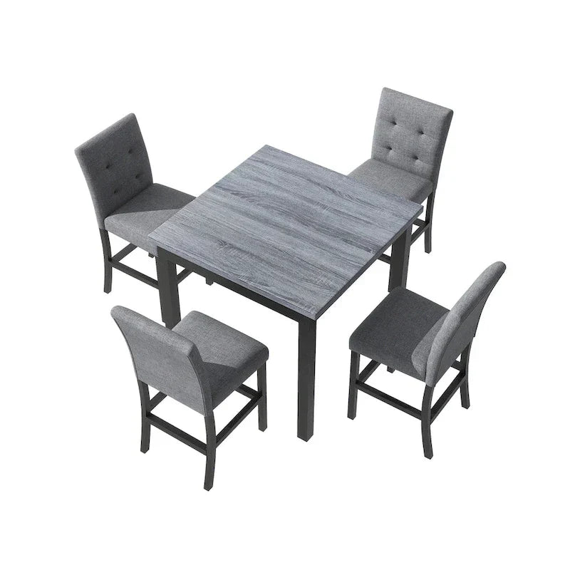 5 Piece Counter Height Dining Set, Wood Dining Table Set with Rectangle Table and 4 Upholstered High Back Chairs - image 10