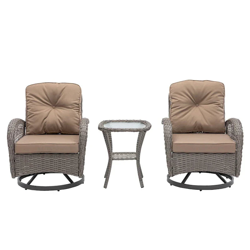 3 Pieces Outdoor Swivel Rocker Patio Chairs, 360 Degree Rocking Patio Conversation Set - image 8