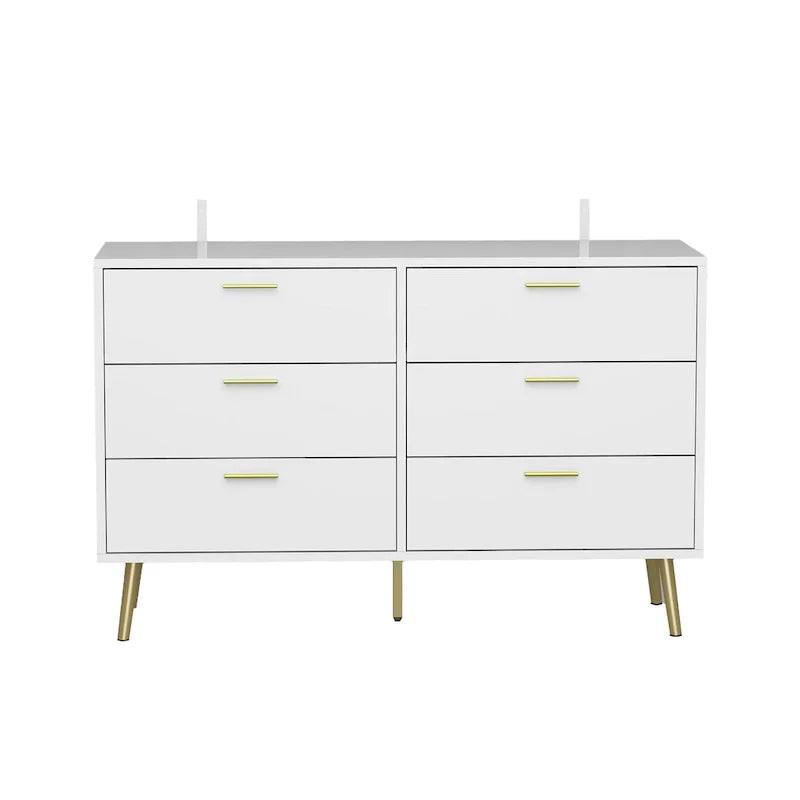 Elegant 6-Drawer Double Dresser with Gold Accents for Stylish Bedroom Storage - image 14