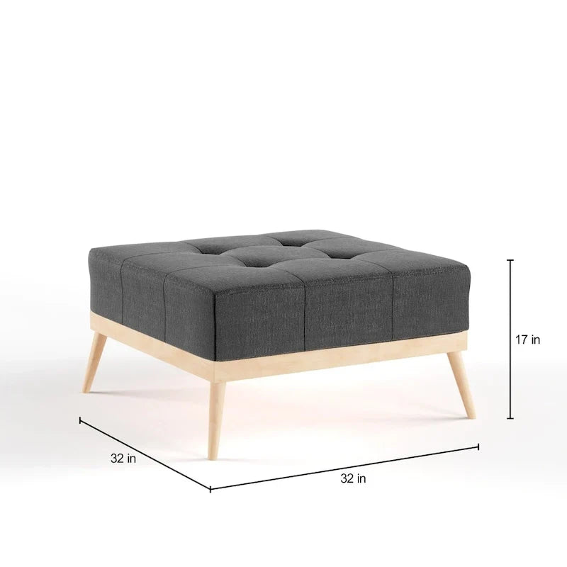 Christopher Knight Home Carson Lund Mid-Century Tufted Fabric Square Ottoman - image 3