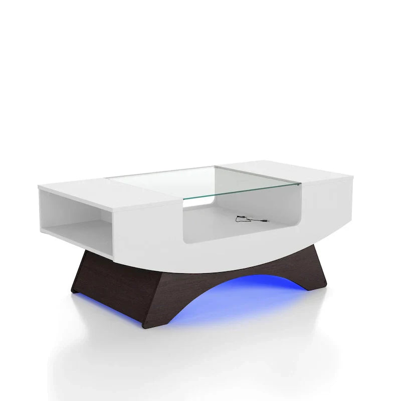 Angelic Contemporary Storage Coffee Table with Glass Insert by Furniture of America - image 17