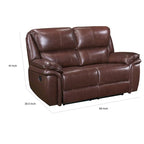 Jack 66-Inch Manual Recliner Loveseat in Plush Brown Top Grain Leather with Wood Accents - image 6