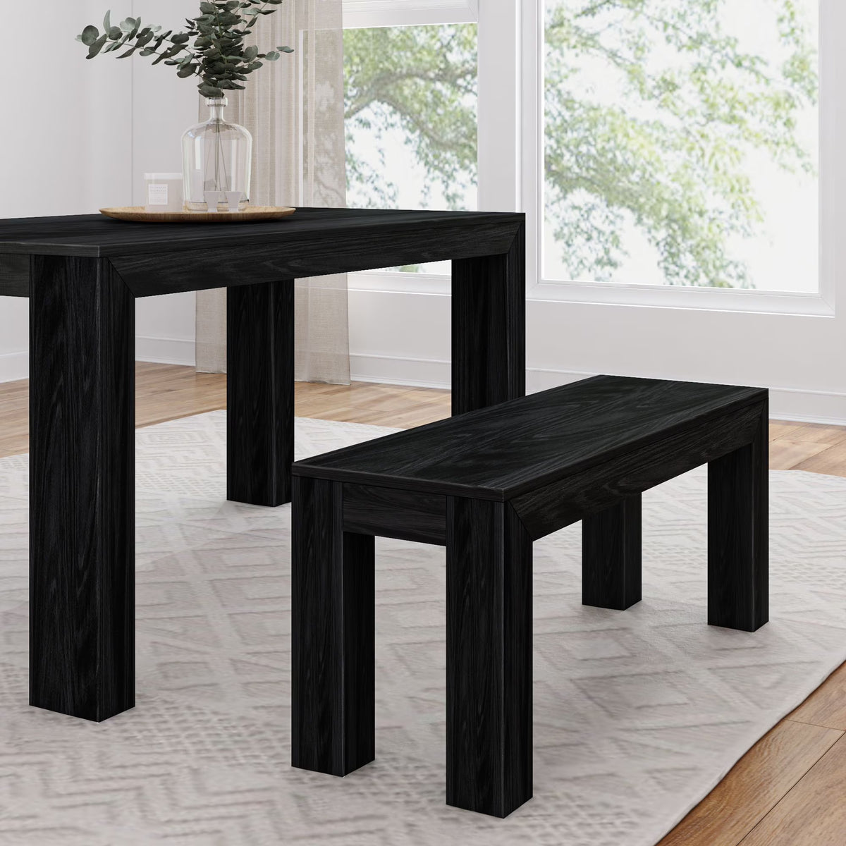 Plank+Beam Modern Dining Bench, Solid Wood Bench for Dining Table, 49", Blonde Wirebrush - image 5