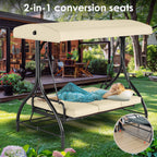 Pirecart 3 Person Patio Porch Swing Outdoor Converting Swing Glider Hammock with Adjustable Canopy, Cushions, Red - image 14