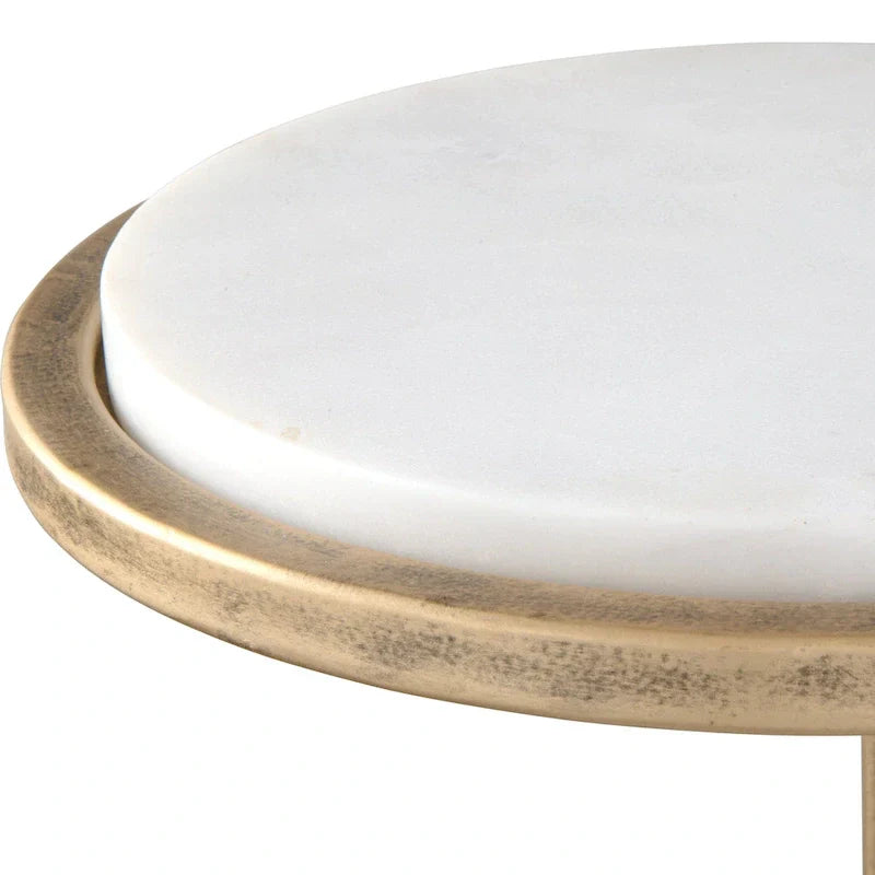 Copper Grove Vintage Gold Iron and White Marble Accent Table - image 5