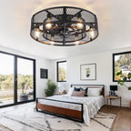 26 - Inch Farmhouse Caged Ceiling Fan with Light, Remote & APP Control Quiet DC Motor E26 Bulbs Included Black - image 7