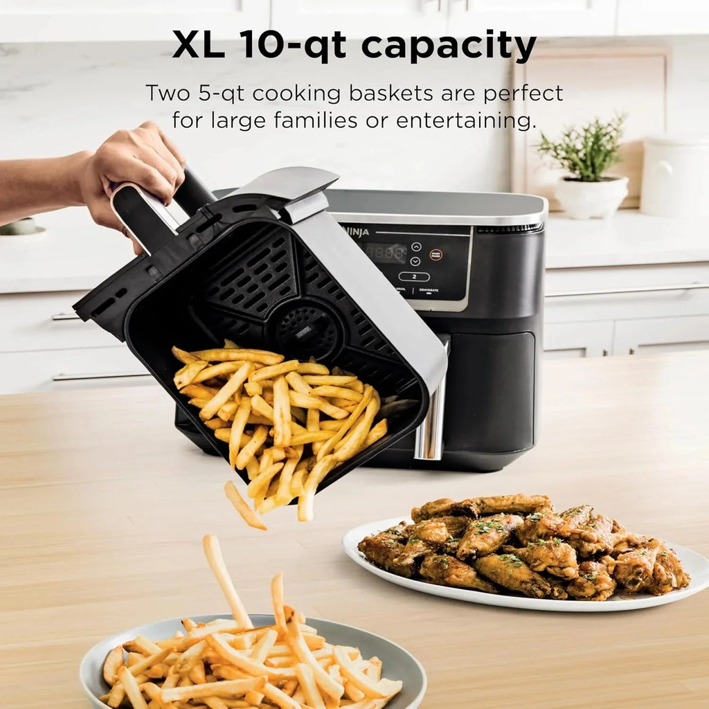Ninja Foodi 10QT 6-in-1 DualZone Smart XL Air Fryer, 2 Independent 5QT Baskets, Smart Cook Thermometer, Match Cook, Smart Finish, Air Fry, Roast, Bake, Dehydrate, Reheat, Grey, DZ550 - image 11