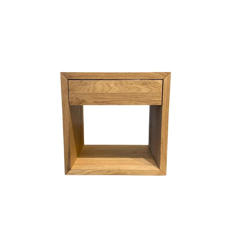 Solid Oak Scandinavian Floating Nightstand with Drawer - Stylish Bedroom Side Table - image 1