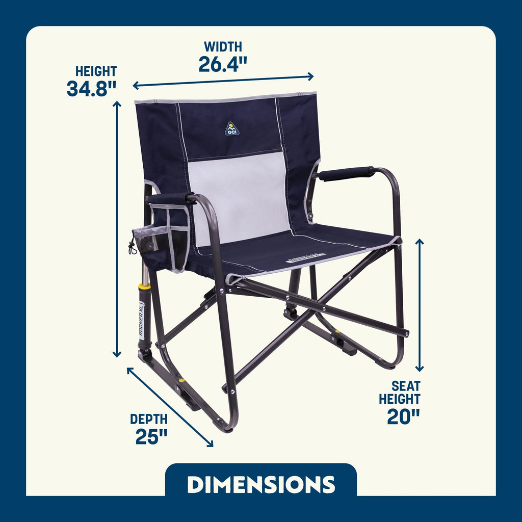 GCI Outdoor Freestyle Rocker XL Oversized Foldable Rocking Camp Chair, Pewter - image 35