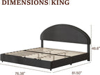 4 EVER WINNER Queen Size Bed Frame, Boucle Upholstered Bed Frame with Headboard, White Queen Bed Frame, White - image 19