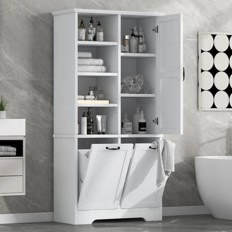 Multi-Functional Bathroom Storage Cabinet with Doors, Drawers, and Tilt-Out Laundry Hamper - image 3