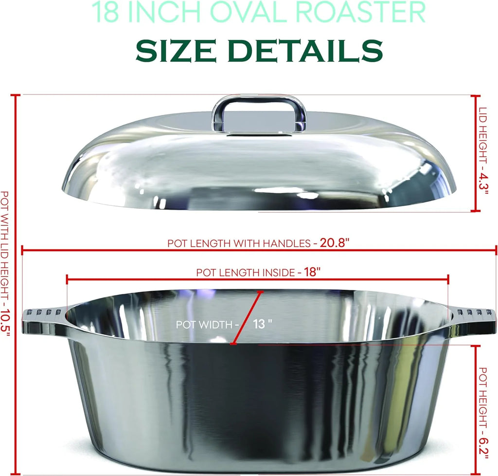 Cast Aluminum Dutch Oven - 8 Quart - Oval Dutch Oven Pot with Lid for Families and Parties - Lightweight Cajun Cookware with Ideal Heat Distribution - Oval Roaster Pan with Lid (13 Inch) - image 12