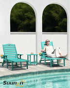 Lounge Chair Outdoor, Chaise Lounge, HDPE 6-Position Outdoor Chaise Lounge, Patio Lounge Chair with Wheels & Cup Holder for Pool Poolside Deck Backyard, Teak - image 52