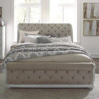 Antique White King Sleigh Bed with Upholstered Design from Magnolia Manor - image 2