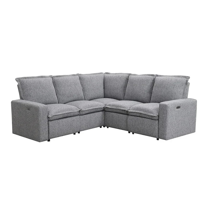 Linen Upholstered Power Recliner L-Shaped Sectional Sofa with USB Port - Soft Home Theater Seating for Living Room - image 13