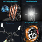 YVY 1500W Electric Bike for Adults, 33MPH 20'' Fat Tire Electric Motorcycle, 48V 20AH Removable Battery, 30 - 60 - image 23