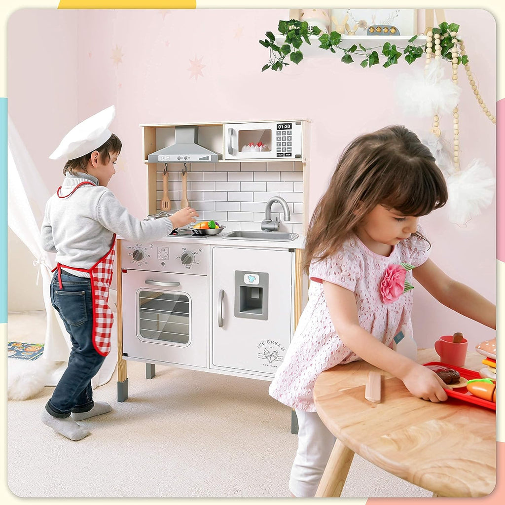 Children's small land play kitchen, wooden children's play kitchen toy set - image 7