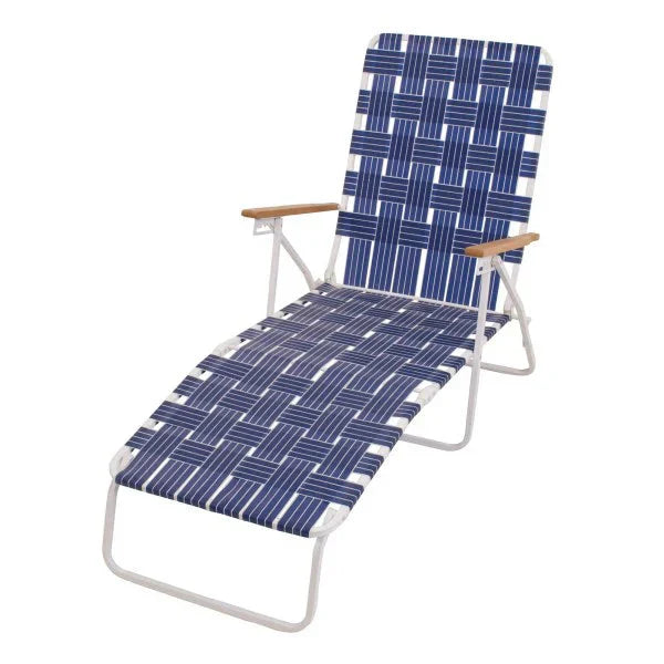 Rio Brands Steel Folding Web Chaise Beach Lawn Pool Lounge Chair, Blue - image 1