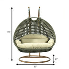 LeisureMod 2 Person Hanging Egg Chair with Stand - Outdoor/Indoor Rattan Wicker Patio Swing Hammock Lounger with Cushions - image 17