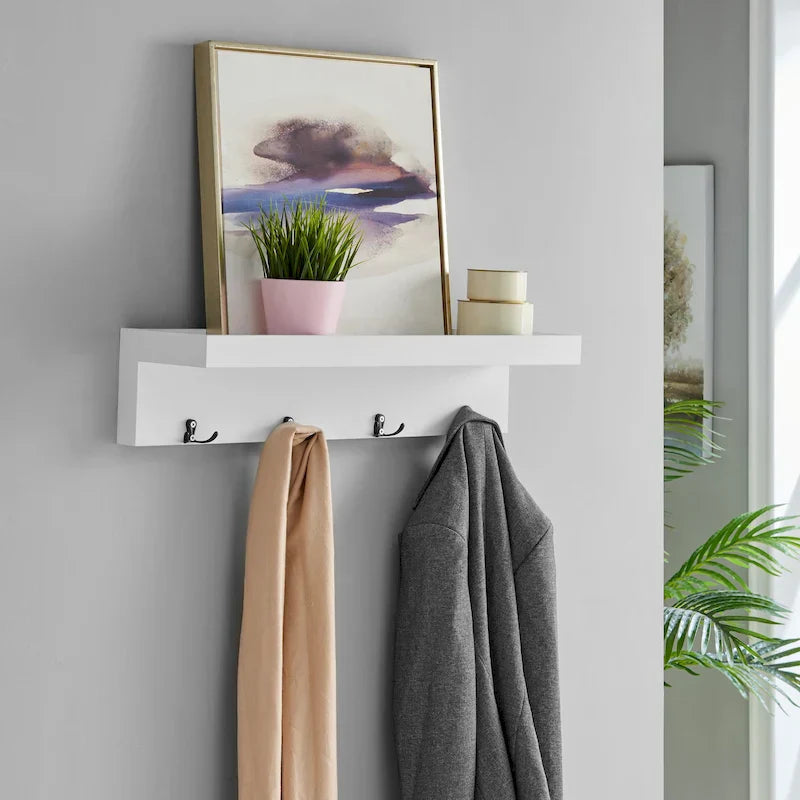 Danya B. Wall-Mounted Coat Rack with Decorative Ledge Shelf and Hooks for Entryway - image 4