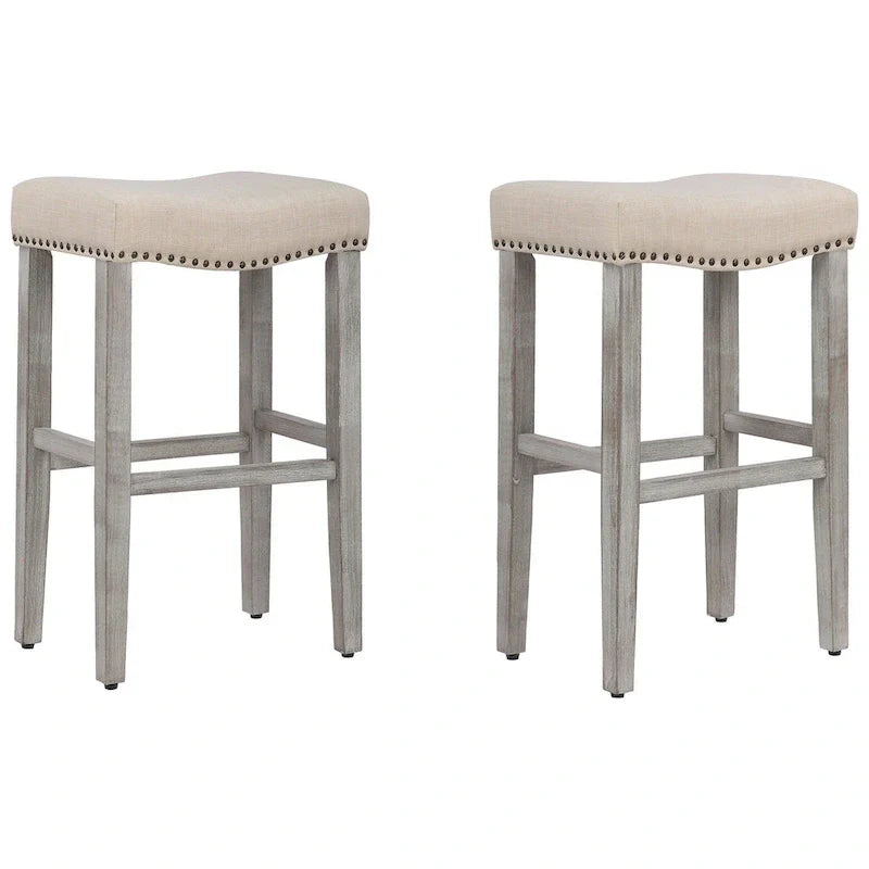 Set of 2 Jameson Gray Upholstered Polyester 29-Inch Bar Stools - image 10
