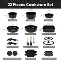 Non-Toxic Nonstick Ceramic 22 pcs pots and pans set complete Cookware Set with Lids,Detachable Handle,PFAS-Free,Dishwasher Oven Safe,Kitchen Outdoorfun Induction Compatible - image 1