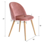 Homy Casa Velvet Upholstered Dining Chairs Set of 2 with Backrest for Kitchen, Rose - image 7