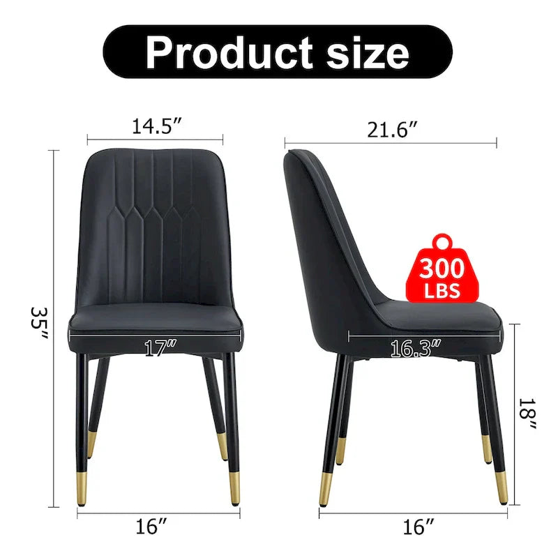 Contemporary Set of 4 Faux Leather Dining Chairs with Cushioned Backrests and Metal Legs – Ideal for Dining Rooms, Living Rooms, and Bedrooms - image 17