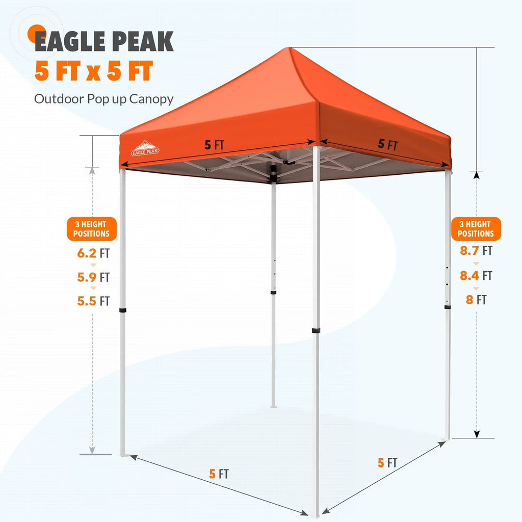 EAGLE PEAK 5x5 Pop up Canopy Tent Instant Outdoor Canopy Easy Set - up Straight Leg Folding Shelter（blue） - image 126