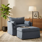 Sophie Contemporary Oversized Slipcovered Armchair and Ottoman with Lockable Rear Wheels - image 1
